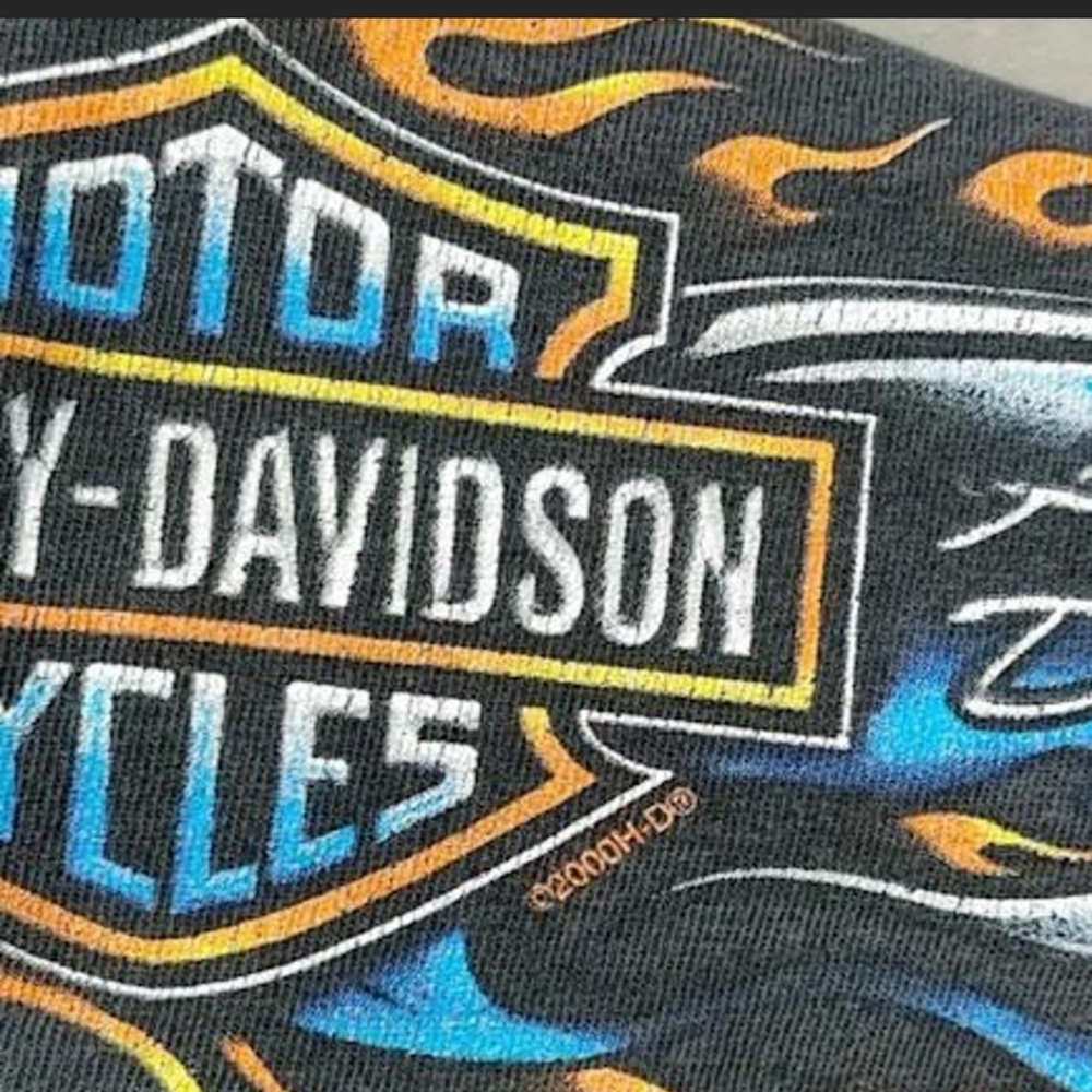 Vtg 2000 Harley Davidson Eagle Graphic Long Sleeve T-Shirt Medium Thrashed Y2K - Picture 3 of 8
